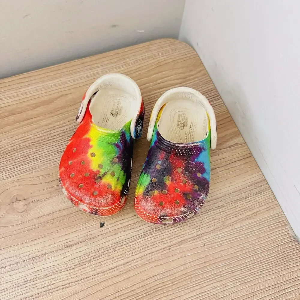 Crocs Rainbow Tie Dye Toddler Clogs Kids Size 5